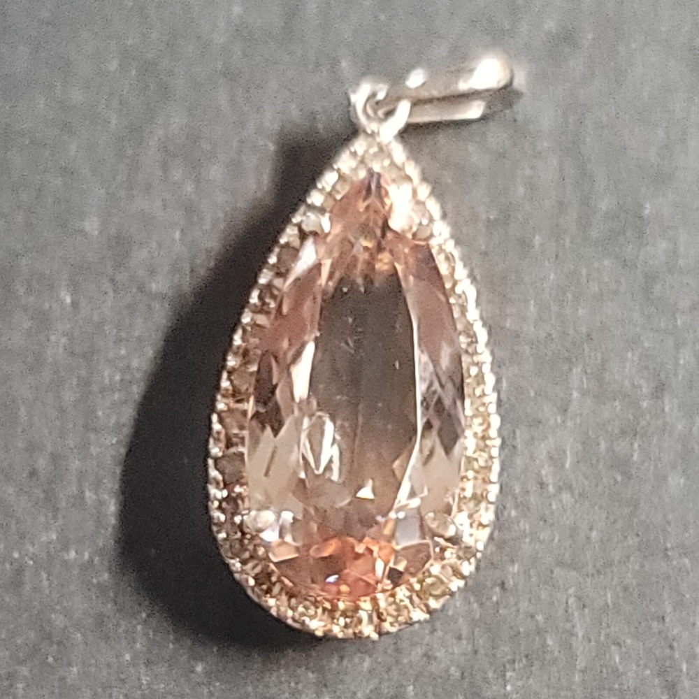 N136 10k Peach Morganite Wedding Pendant
